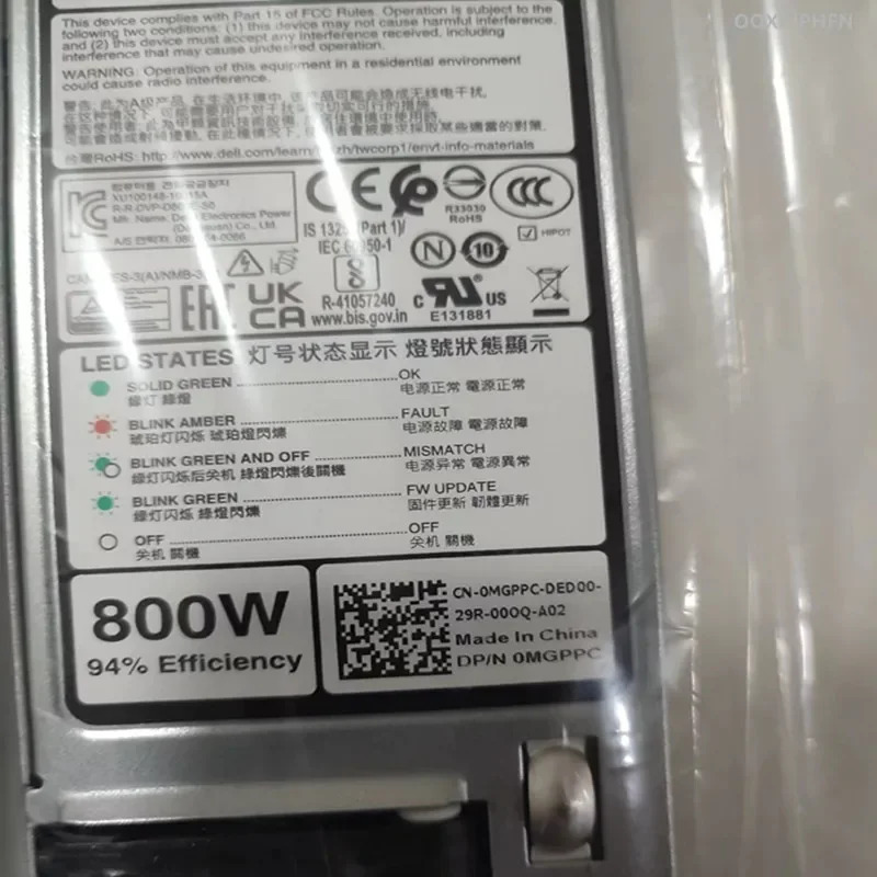 DELL R450 R750 R650 800W MGPPC 0MGPPC D800E-S0 DPS-800AB-46 A새 원본 전원공급장치