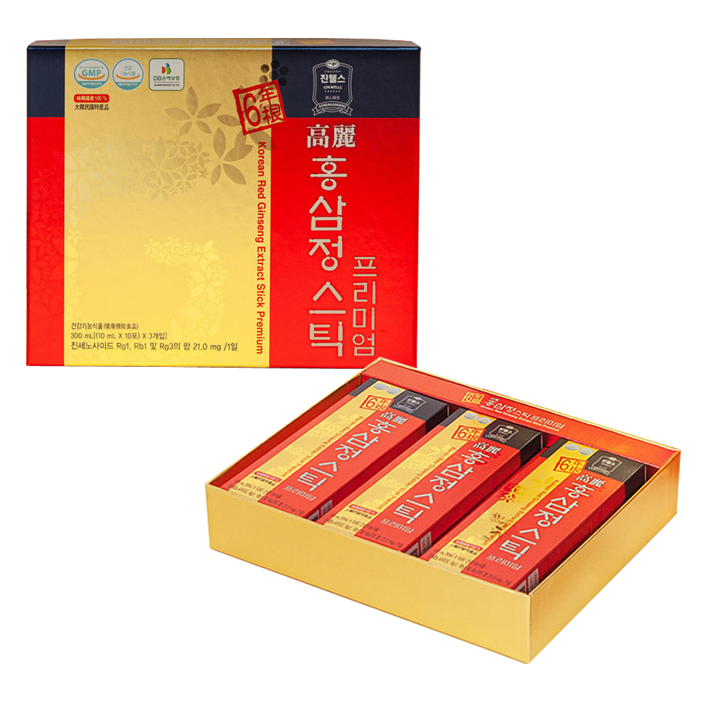 진웰스 홍삼정스틱 프리미엄 12g x 30포 국내산 6년근 발효 홍삼액 - 상품 이미지