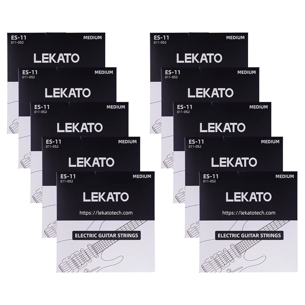 LEKATO 일렉트릭 기타 스트링 니켈 도금 스틸 코팅 볼 엔드 10 세트 6 헥스 스트링(11-52) - 상품 이미지