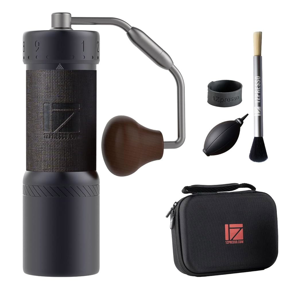 1Zpresso J-Ultra 수동 커피 그라인더 아이언 그레이, 원뿔형 버, 접이식 손잡이, 자석 캐치 컵 용량 40g, 수치 조절 가능한 미세 설정, 빠른 분쇄 효율 에스프레소 - 상품 이미지