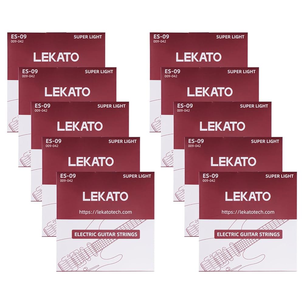 LEKATO 일렉트릭 기타 스트링 니켈 도금 스틸 코팅 볼 엔드 10 세트 6 헥스 (09-42) - 상품 이미지