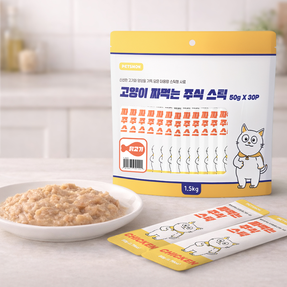 펫츠몬 짜먹는 고양이 주식 스틱 닭고기, 50g, 30개 - 상품 이미지