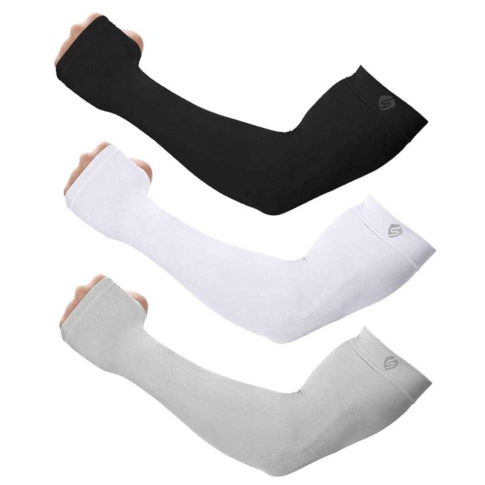남성용 SHINYMOD 팔 소매 UV 자외선 차단 압축 워머 타투 커버, 스포츠 골프 쿨링 슬리브 3 1 Pair_beige_new - 상품 이미지