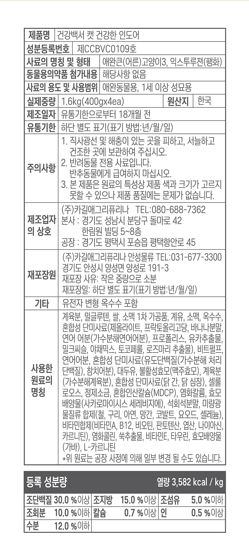 건강백서 고양이 관절 건강한 피부 캣 피모 인도어 뉴트리나 피부사료 1.6kg 4종 이미지 7