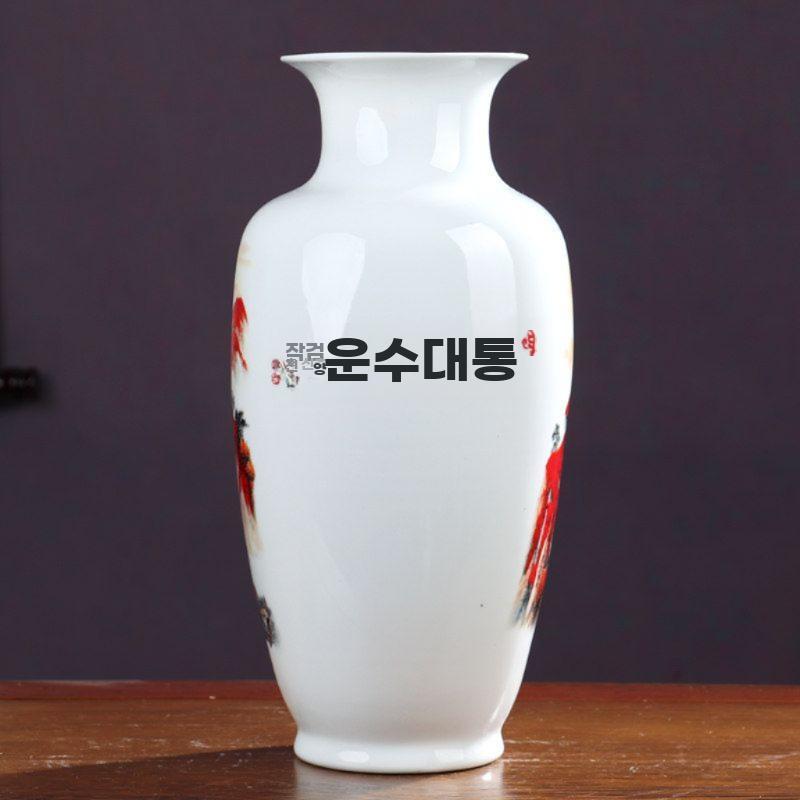 전통 동양화 꽃병 중국풍 화병 백자 화분 산수화 액운 관음병(중) - 상세 이미지 3