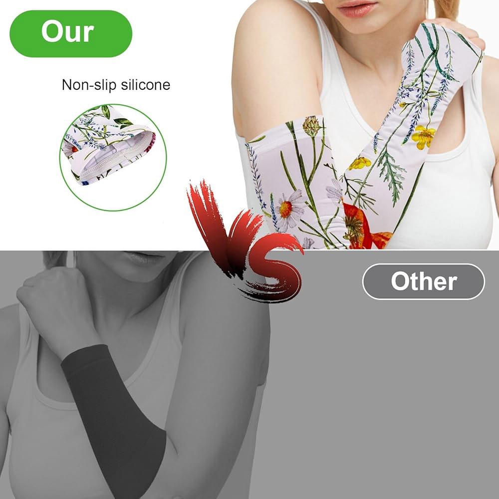 여성용 투유우 가드닝 슬리브, 엄지 구멍이 있는 쿨링 암 자외선 차단, 가시 방지 농장 보호대 Floral#3 - 상세 이미지 3