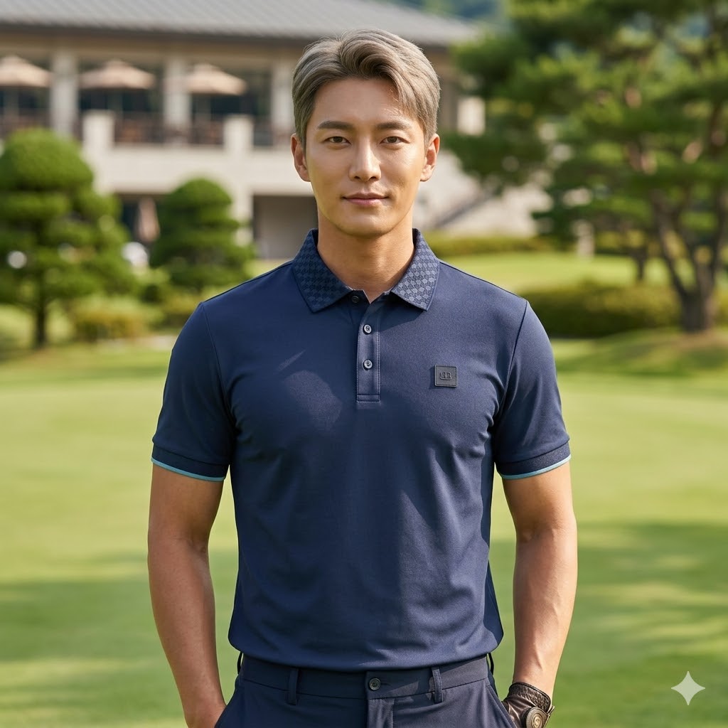 헤지스골프 여름 남성 골프웨어 메쉬 스판 냉감 요꼬 에리 골프 카라 반팔티셔츠 - 상품 이미지