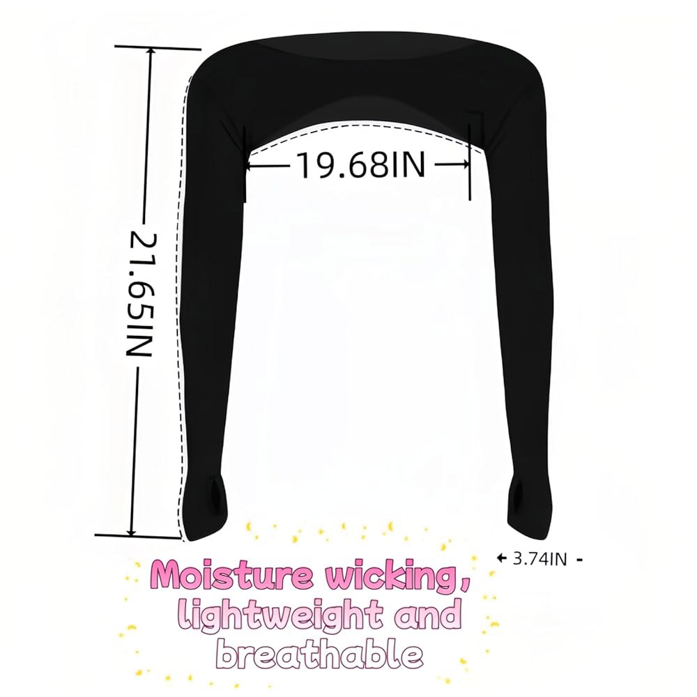 친쇼와 UPF 50+ 남녀용 선 암 슬리브 - 쿨링 UV 프로텍션 핑거 홀 디자인, 골프, 드라이빙, 러닝, 낚시를 위한 통기성 신축성 가볍고 땀을 흡수하는 아이스 실크 원단 - 상세 이미지 2