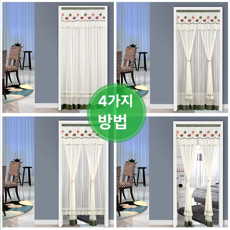 레이스 가리개커튼 공간분리 부엌 패브릭 중문 가림천 바란스커튼 도어 광목가리개 - 상세 이미지 5