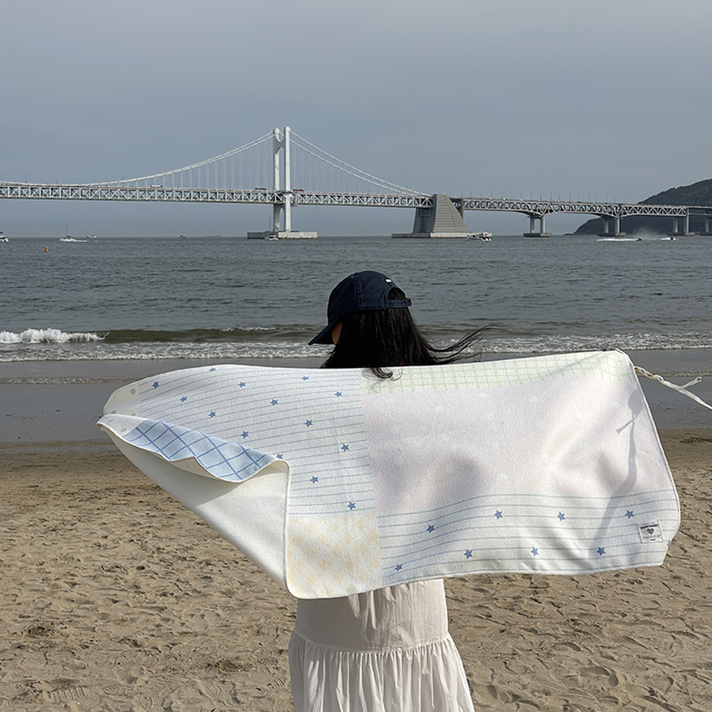 밀키패치워크 비치타올 130x180cm, 단일 색상 - 상세 이미지 4