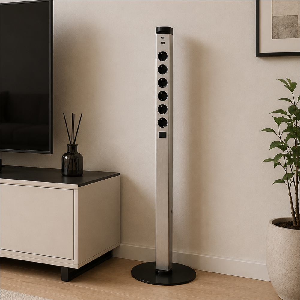 BIS 멀티콘센트 테이블 스탠드 6구 콘센트 USB 고속충전 멀티탭 MM602-1000-ST - 상세 이미지 3