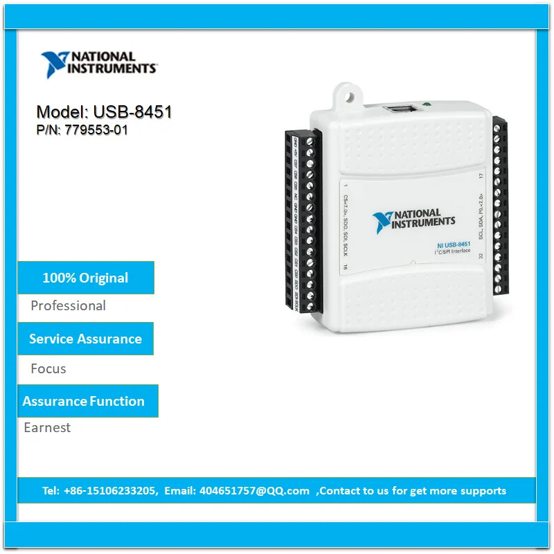 NI USB-8451 779553-01 250 kHz I2C 12 MHz SPI I2C/ 인터페이스 장치 아날로그 I/ O 디지털 32 비트 카운트