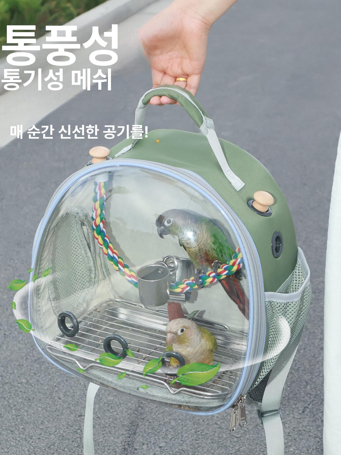 휴대용 캐리어 이동장 야외 통기성 반려동물 여행 애완 투명 용품 메쉬 케이스 운반 - 상세 이미지 3