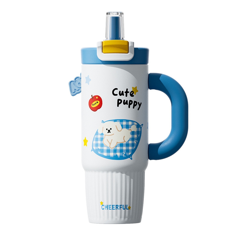 파스텔 텀블러 빨대 보온병 800ml 316 스텐 대용량 손잡이 데일리 레드 800ml - 상세 이미지 4