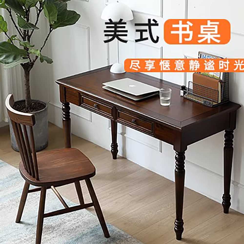 앤틱 서재 책상 침실 원목 데스크 공부방 우드 테이블 80cm - 상세 이미지 2