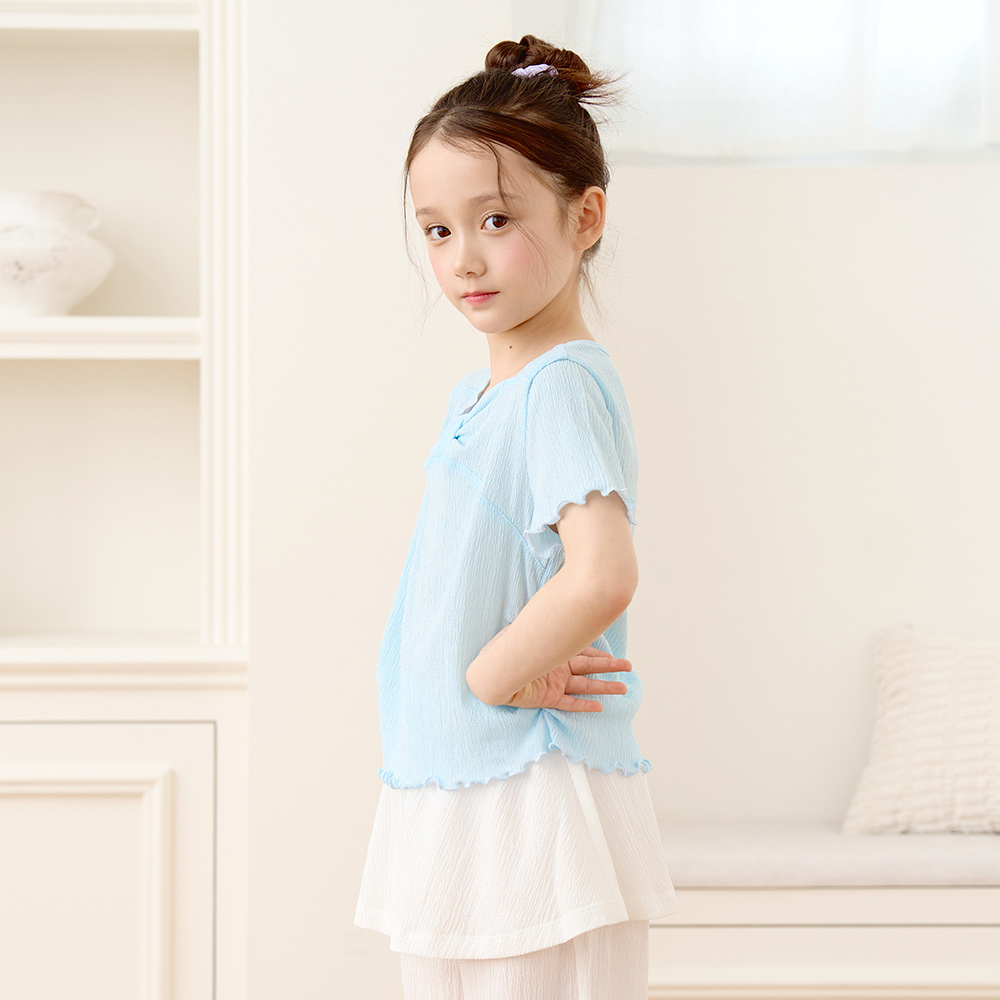 [N배송] 로엠걸즈 시원한 링클 리본 반팔 티셔츠 RGSM2651P - 상세 이미지 4
