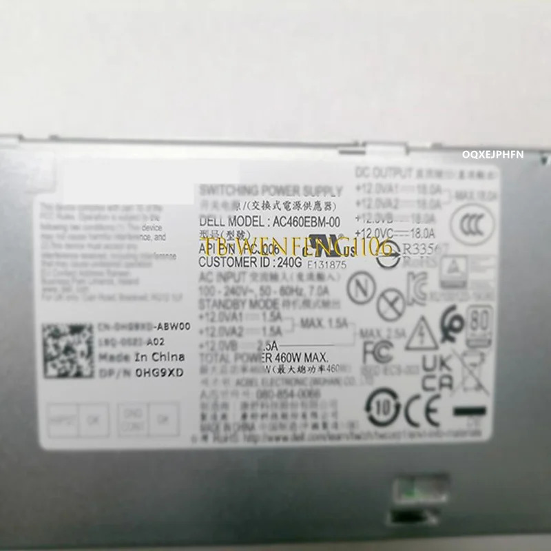 DELL 3046 3040 3050 5050 MT G5 5090 XPS 8940 6Pin 460W HG9XD 0HG9XD AC460EBM-00 새 전원공급장치