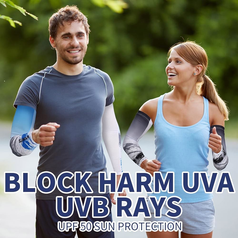 뉴코트 4쌍 UV 자외선 차단 팔 소매 쿨링 스포츠 슬리브 미끄럼 방지 얼음 실크 워머 남성용 커버 Black X-Large - 상세 이미지 2