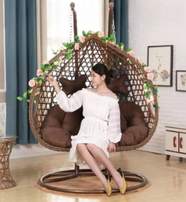 흔들그네 행잉체어 발코니 야외 쿠션 흔들의자 인테리어 거실 라탄그네의자 베란다 - 상세 이미지 2
