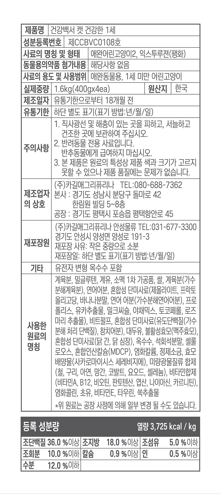 건강백서 고양이 관절 건강한 피부 캣 피모 인도어 뉴트리나 피부사료 1.6kg 4종 이미지 6