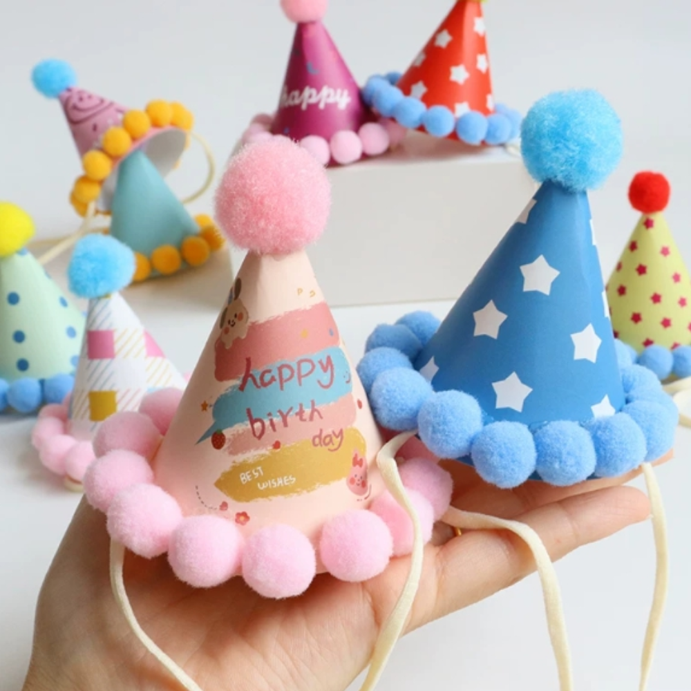 아이펫맘 강아지 고양이 생일 파티 고깔 모자 꼬깔 폼폼이 소품 이미지 7