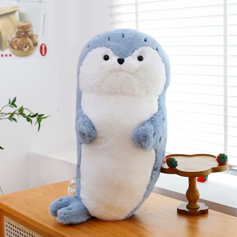 초밥 해달 쿠션 봉제인형 베개 사무실 낮잠 꿀잠 인테리어 소품 장식 블루 물개 40cm - 상세 이미지 4