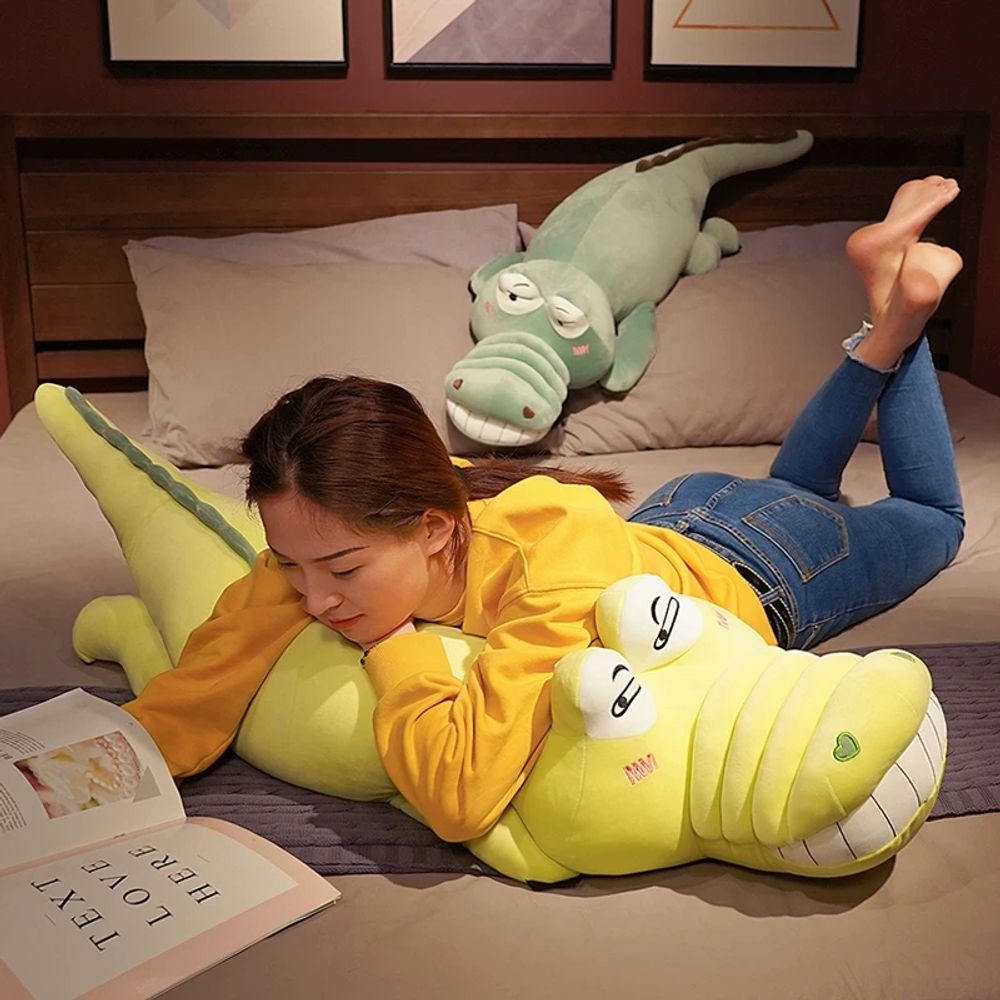 대형 악어 바디필로우 인형 베개 긴 쿠션 안고자는 수면쿠션 인형쿠션 침실소품 꿀잠베개 - 상세 이미지 3