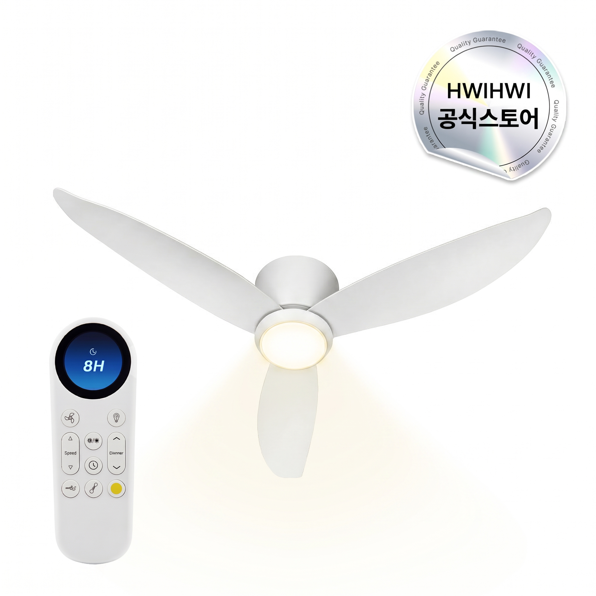 휘휘 에센셜 실링팬 설치 조명 LED 포함 BLDC 화이트 132cm(52인치) 제품 이미지