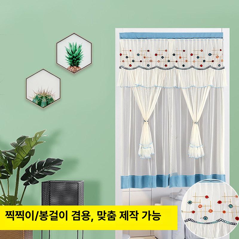 레이스 가리개커튼 공간분리 부엌 패브릭 중문 가림천 바란스커튼 도어 광목가리개 - 상세 이미지 3