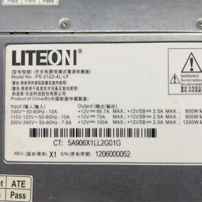 LITEON 1200W PS-2122-4L-LF리퍼 전원공급장치가 새 처럼 작동함