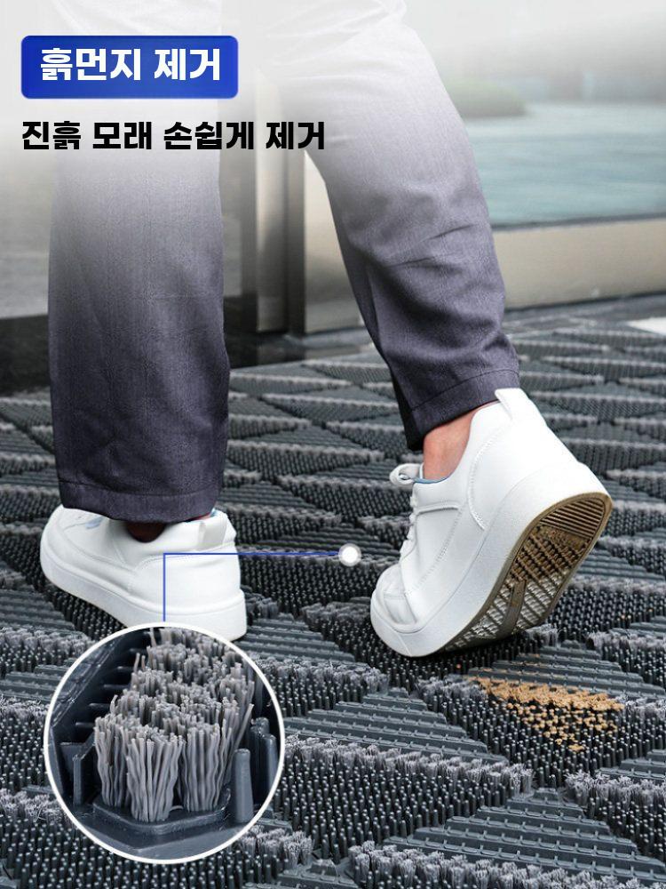 야외 바닥매트 매장 입구 깔판 먼지털이 발판 미끄럼방지 싱글 브러쉬-그레이 60cmx90cm - 상세 이미지 2