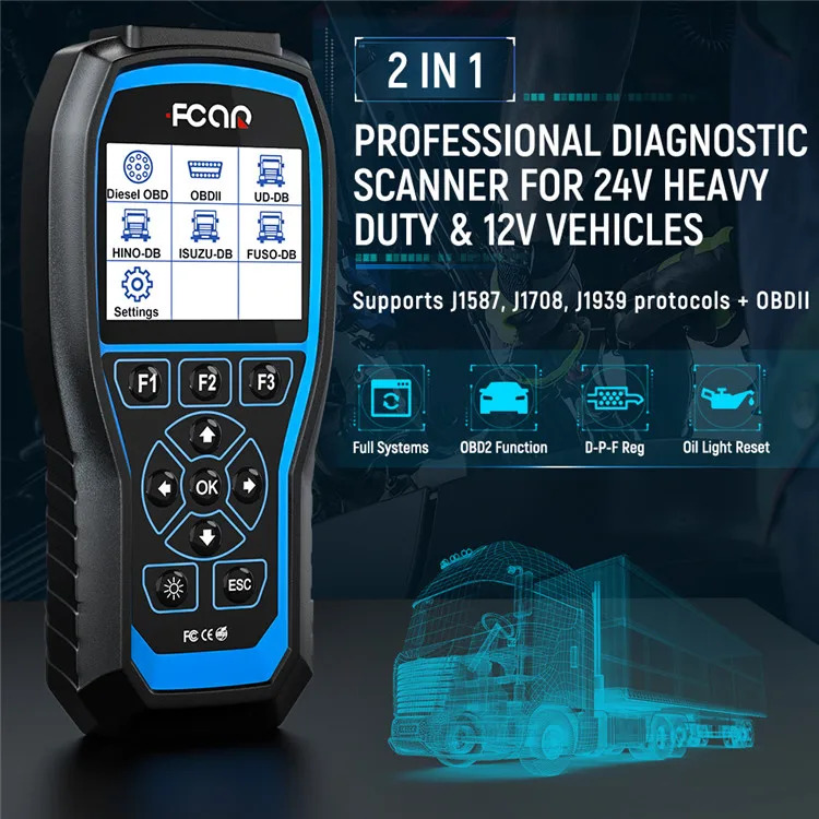 Fcar HD 픽업 트럭 굴삭기 진단 도구 DPF 리셋 F506PRO