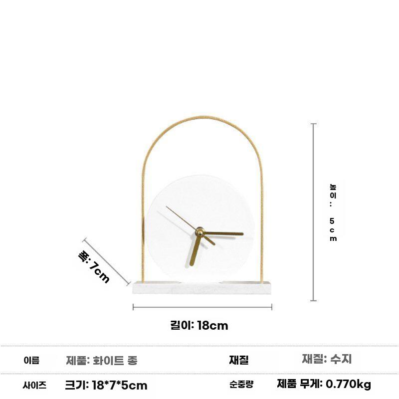 모던 탁상시계 고급 미니멀 시계 테이블 소품 엔틱 감성 블랙 트라버틴석 시계 - 상세 이미지 4