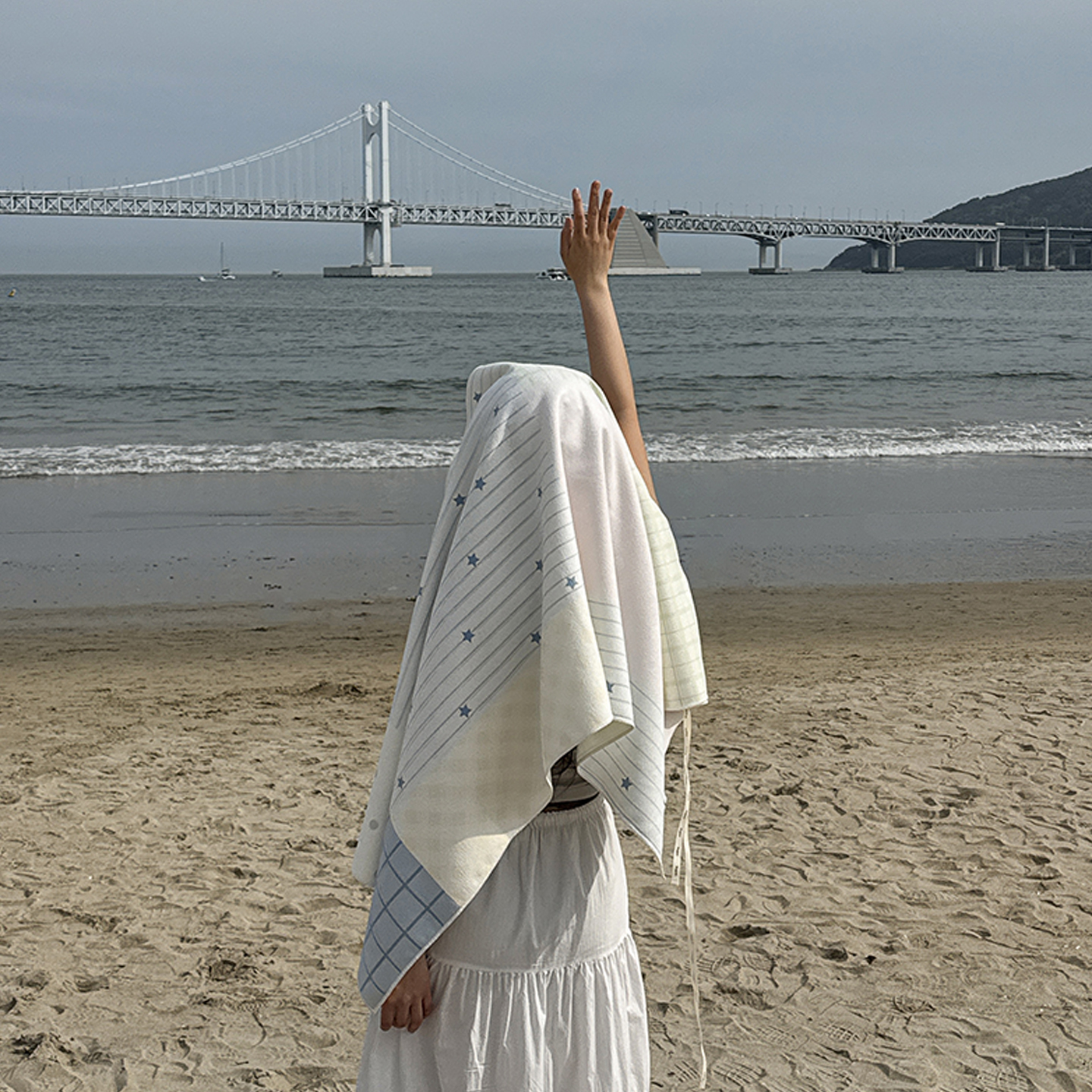밀키패치워크 비치타올 130x180cm, 단일 색상 이미지 6