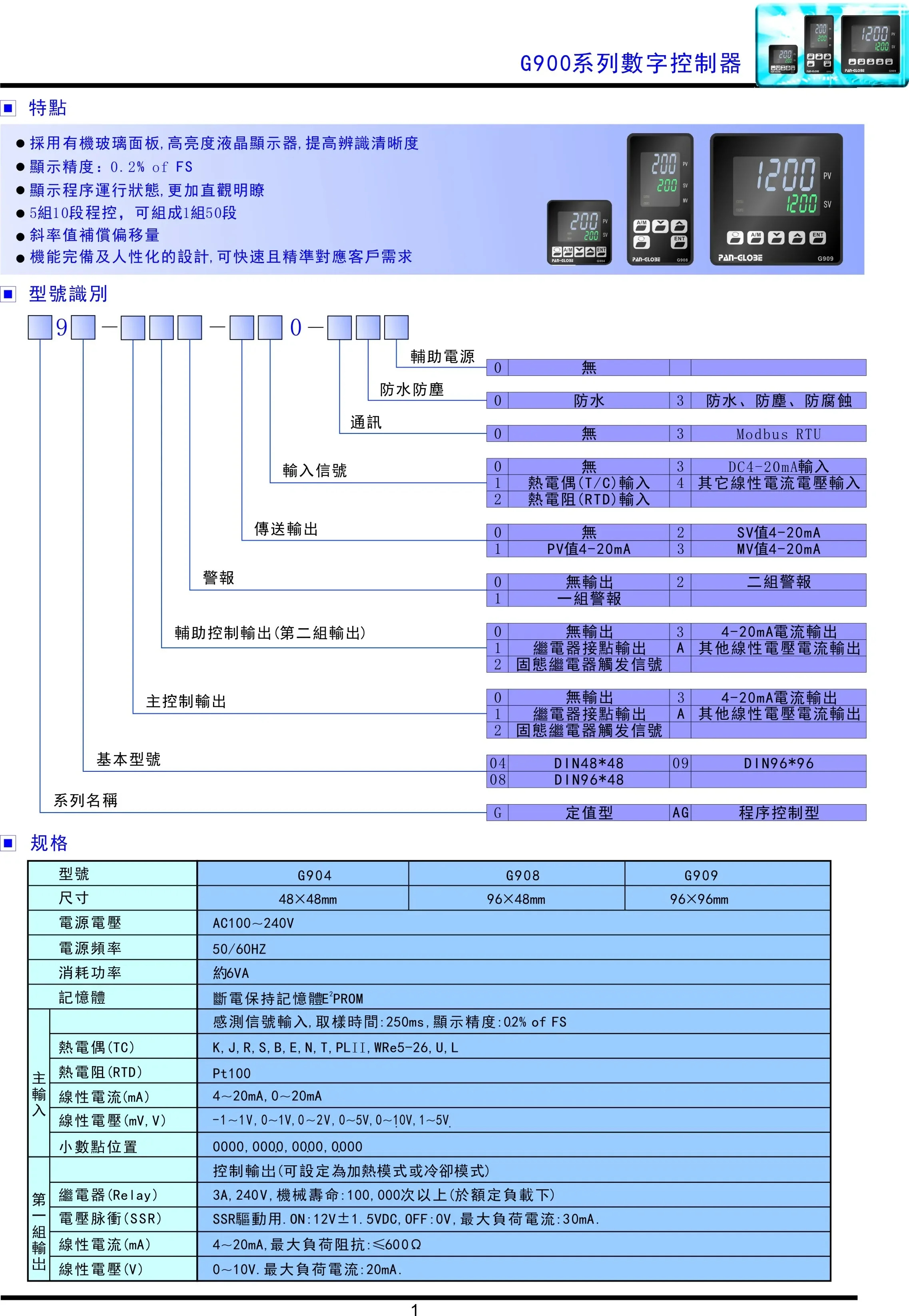 온도 컨트롤러 제어 기기 PAN-글로브 G900-101 201/301