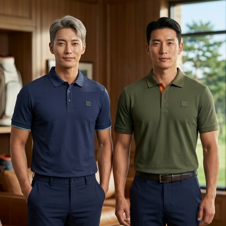 헤지스골프 남성 여름 골프웨어 메쉬 스판 냉감 요꼬 에리 골프 반팔 카라티셔츠 - 상세 이미지 4