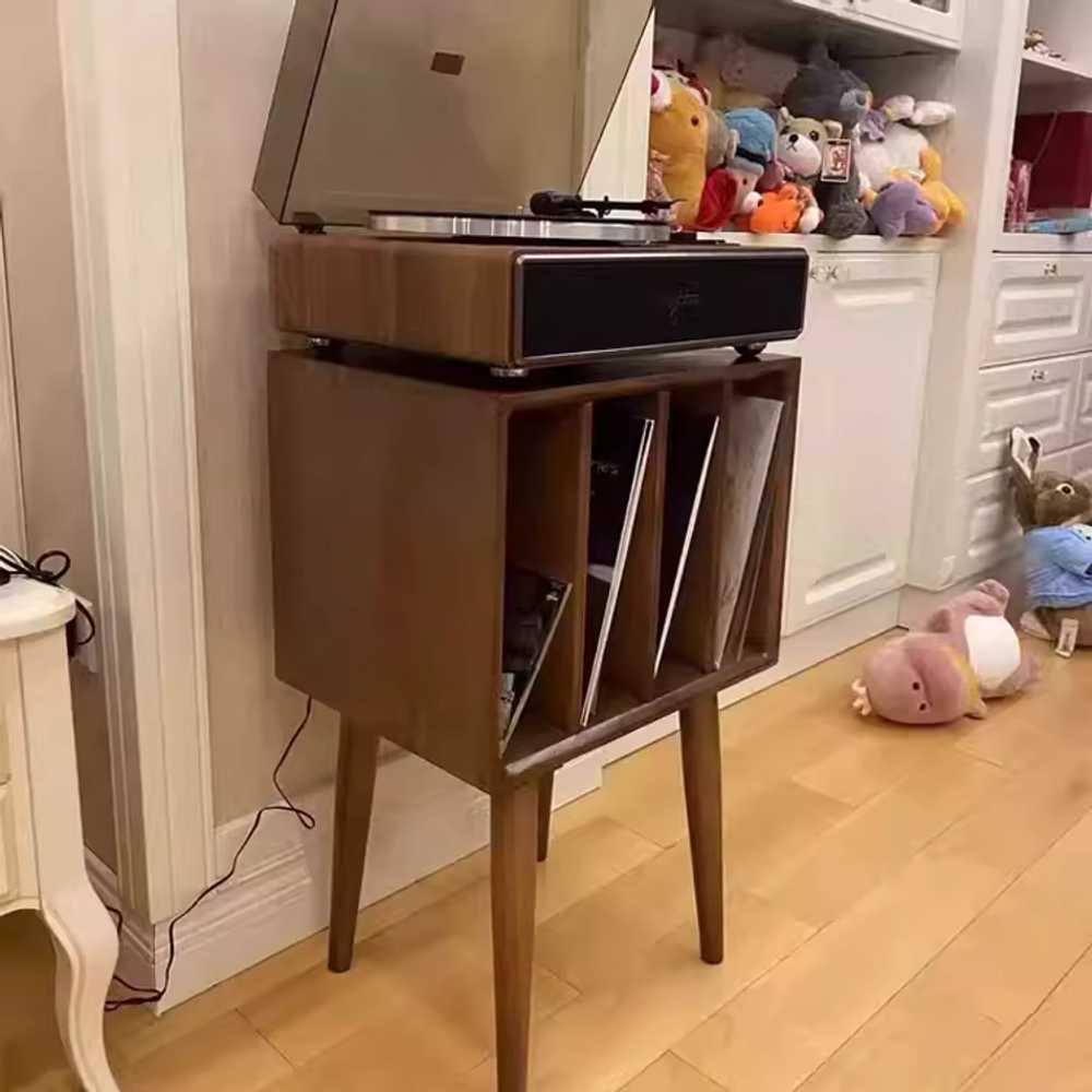 턴테이블 선반 LP 원목 레코드 잡지 책 수납 보관장 45x35x78 - 상세 이미지 2