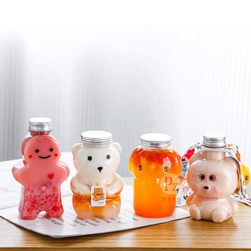 베어 보틀 예쁜음료수병 빨대컵 커피 페트병 휴대용 500ml 빅베어 - 상세 이미지 4