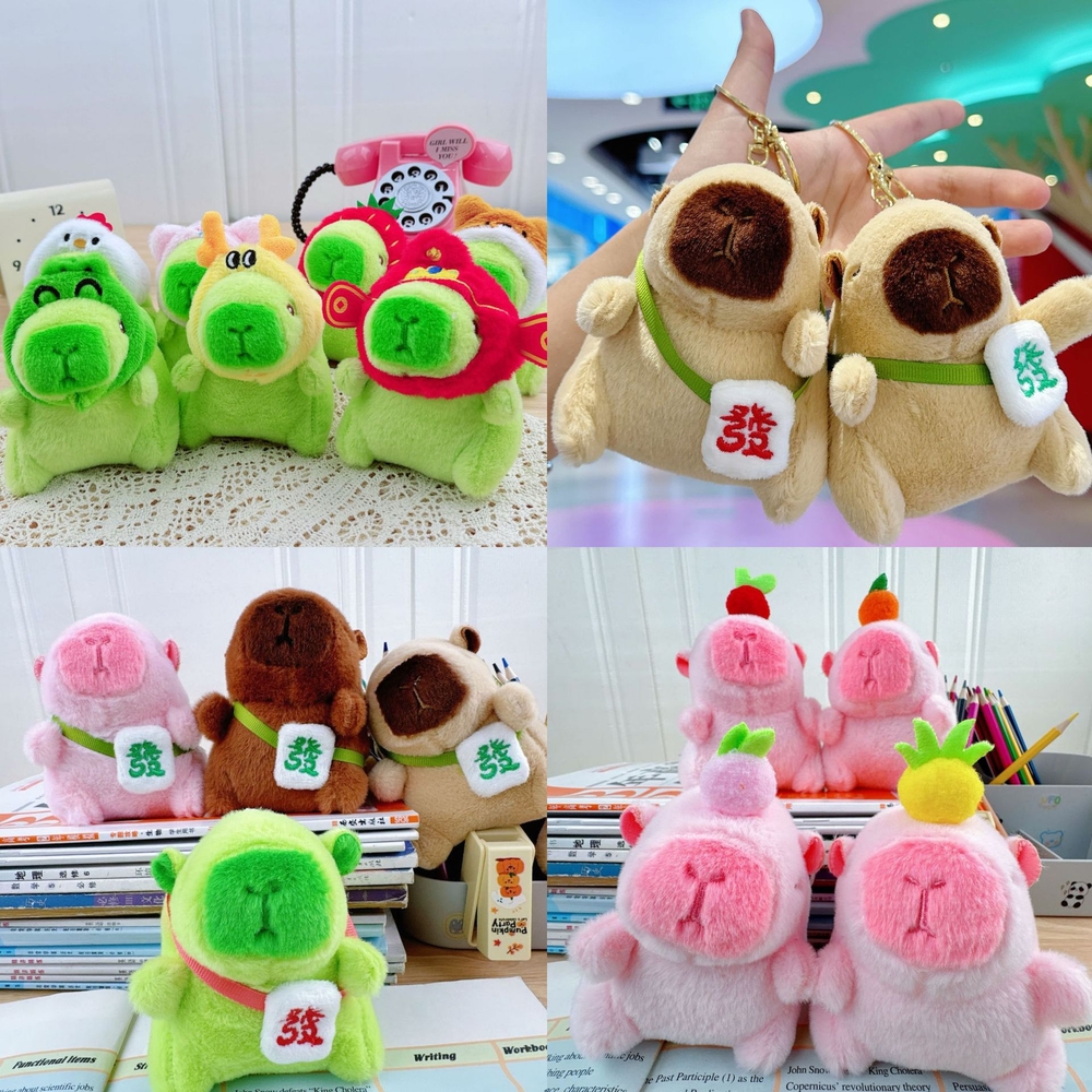 카피바라 인형 키링 백팩 가방 고리 가방꾸미기 다크브라운 베어피스 비즈 체인형 - 상세 이미지 2