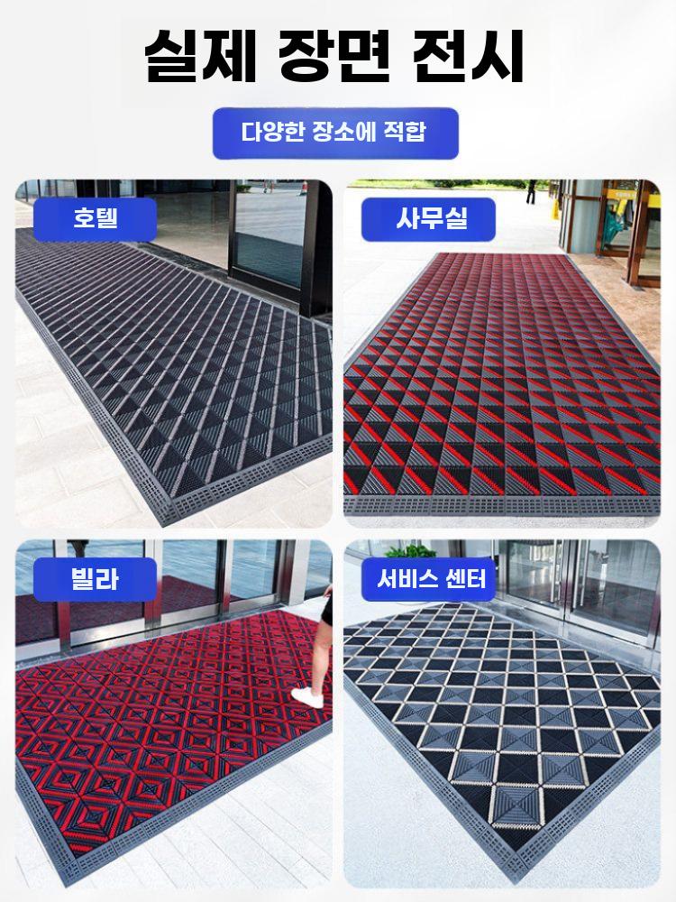 야외 바닥매트 매장 입구 깔판 먼지털이 발판 미끄럼방지 싱글 브러쉬-그레이 60cmx90cm - 상세 이미지 3