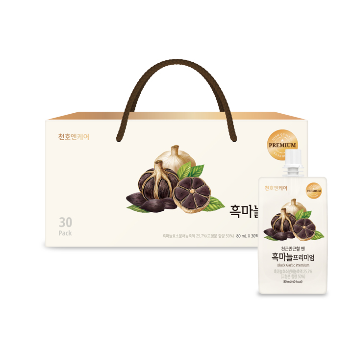 천호엔케어 흑마늘즙 프리미엄 진액 농축 액기스 건강즙 부모님 선물 80ml x 30팩 / 1박 - 상품 이미지