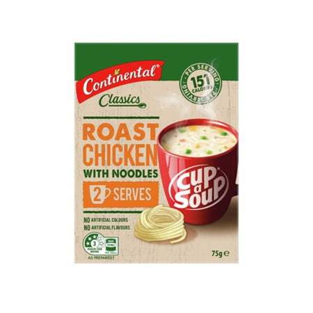 콘티넨탈 [해외]콘티넨탈 로스트 치킨 누들 컵 스프 75g 6팩 Continental Roast Chicken With Noodles Cup a Soup 2pk