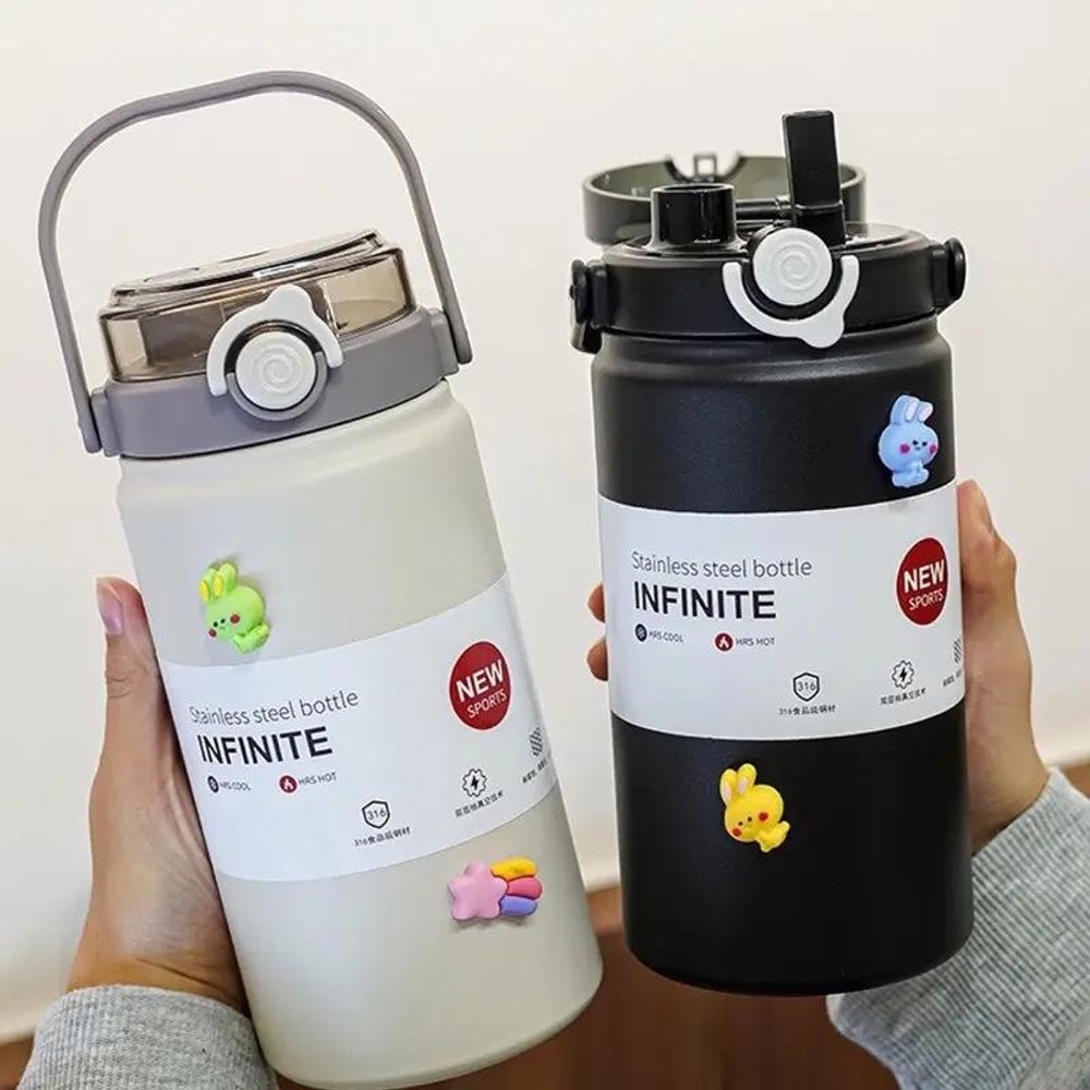 모던 텀블러 대용량 보온병 1000ml 316 스테인리스 스틸 야외 여행 낚시 스카이 화이트 1000ml - 상품 이미지