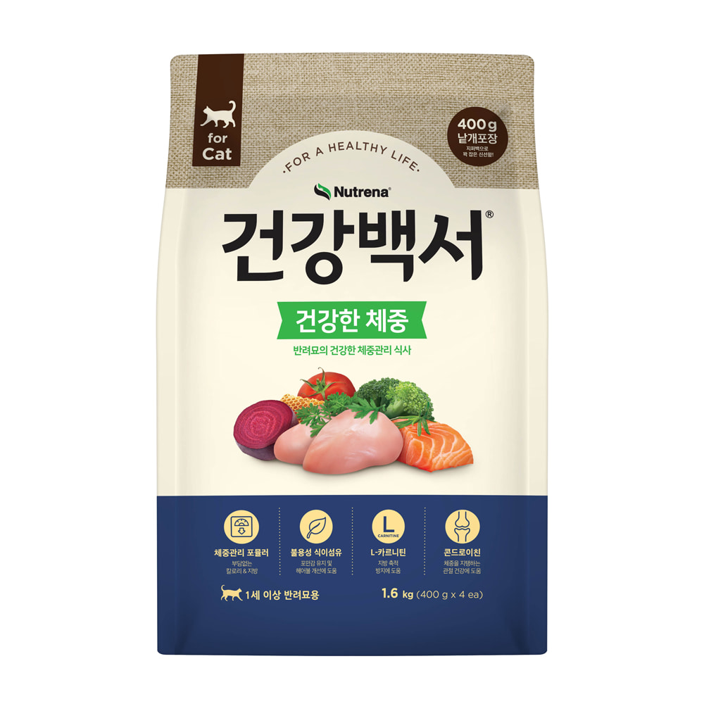 건강백서 고양이 관절 건강한 피부 캣 피모 인도어 뉴트리나 피부사료 1.6kg 4종 - 상세 이미지 4