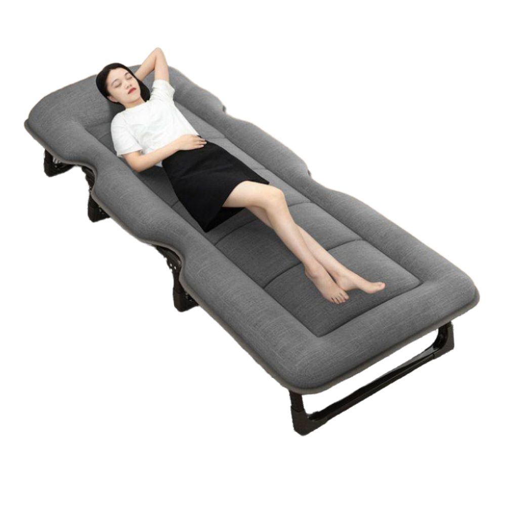 접이식 간이 침대 낮잠 베드 휴게실 각도조절 폴딩베드 두꺼운-테크 그레이 180x65cm - 상품 이미지