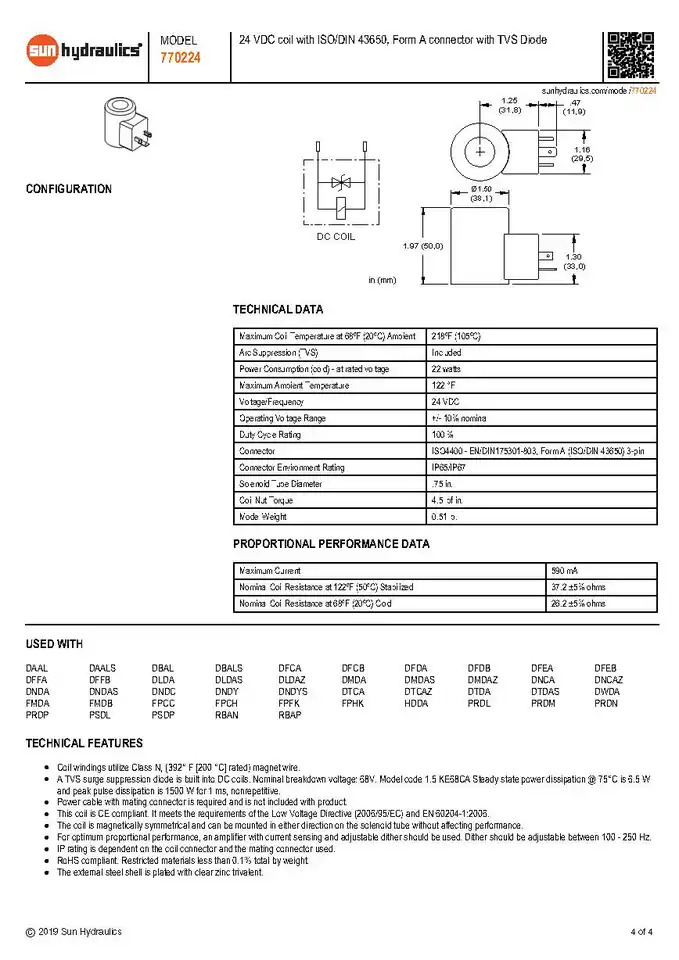 태양 밸브 DMDA-MNN 770-224 코일