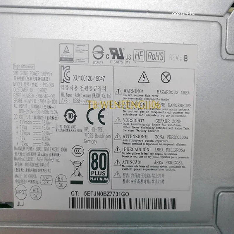 hp호환 800 880 G1 G2 Z240 400W PCE009 796346-001 796416-001 L03088-001 새 전원공급장치