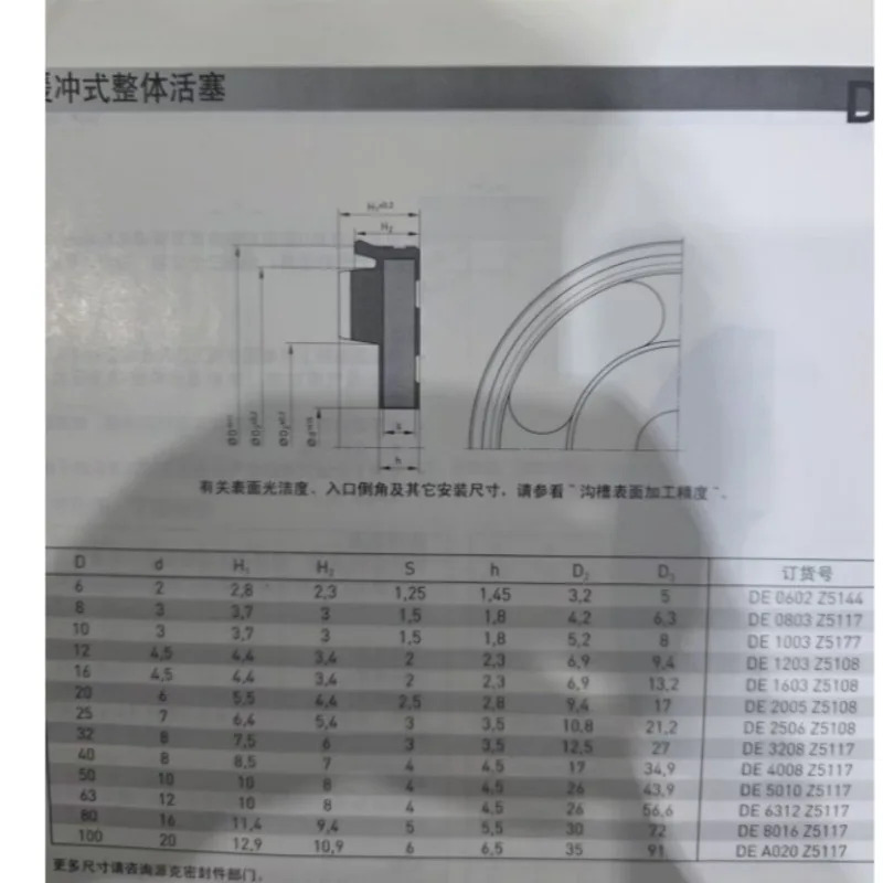 PARKER 실린더 단방향 씰링 링 DE 32 x 8 7.5/3/6 DE3208Z5117 일체형 피스톤