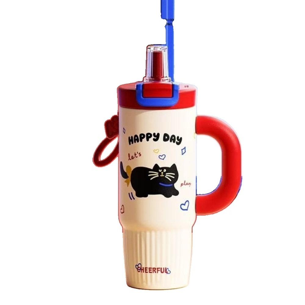 파스텔 텀블러 빨대 보온병 800ml 316 스텐 대용량 손잡이 데일리 레드 800ml 이미지 6