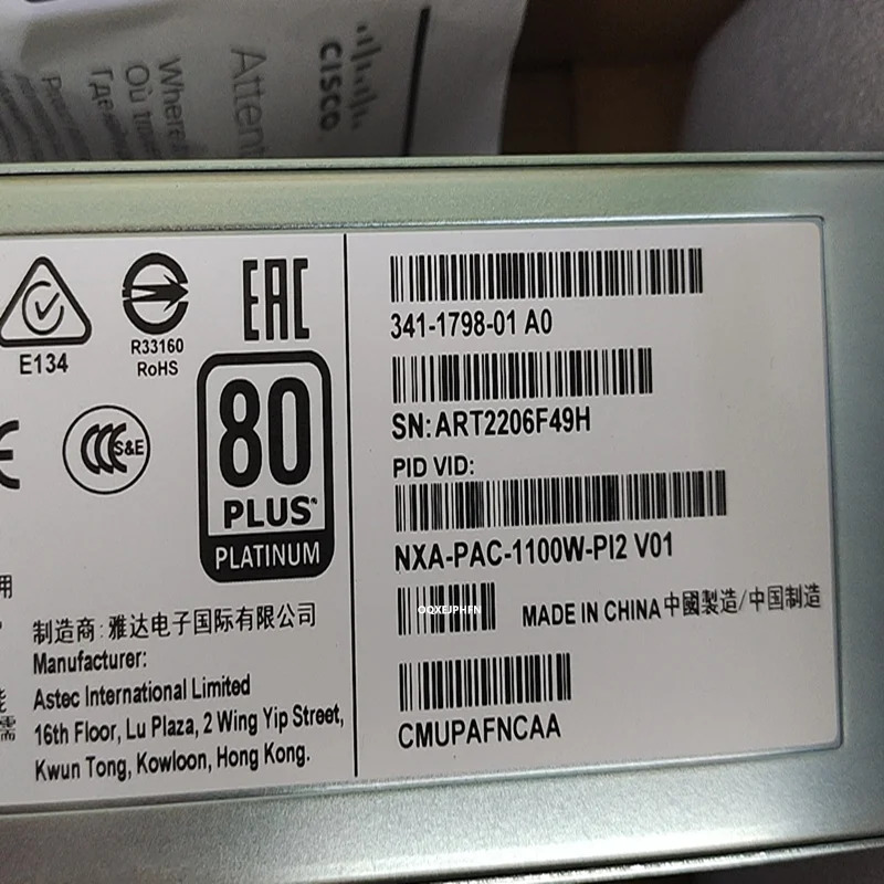CISCO 1100W NXA-PAC-1100W-PI2 341-1798-01 700-013966-0800새 전원공급장치